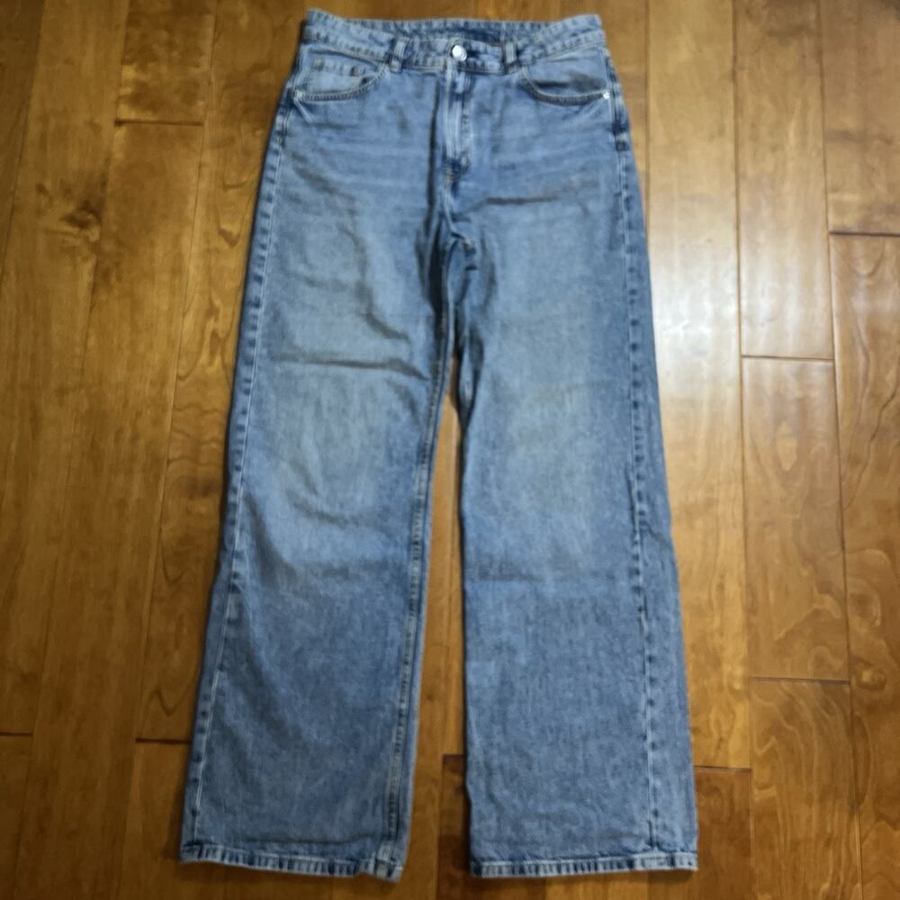 H&M Divided Wide Leg High Waist Jeans Womens US 10 Medium Wash Baggy